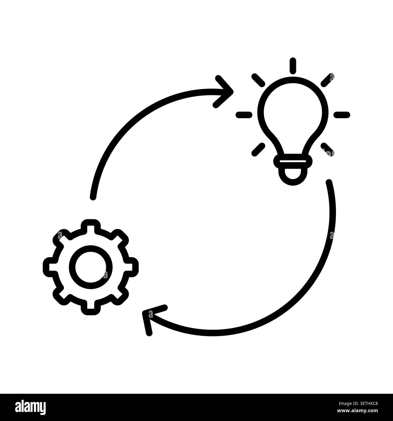 Gear lightbulb vector icon features technical idea process. Mechanical innovation cycle highlights engineering solution. Stock Vector