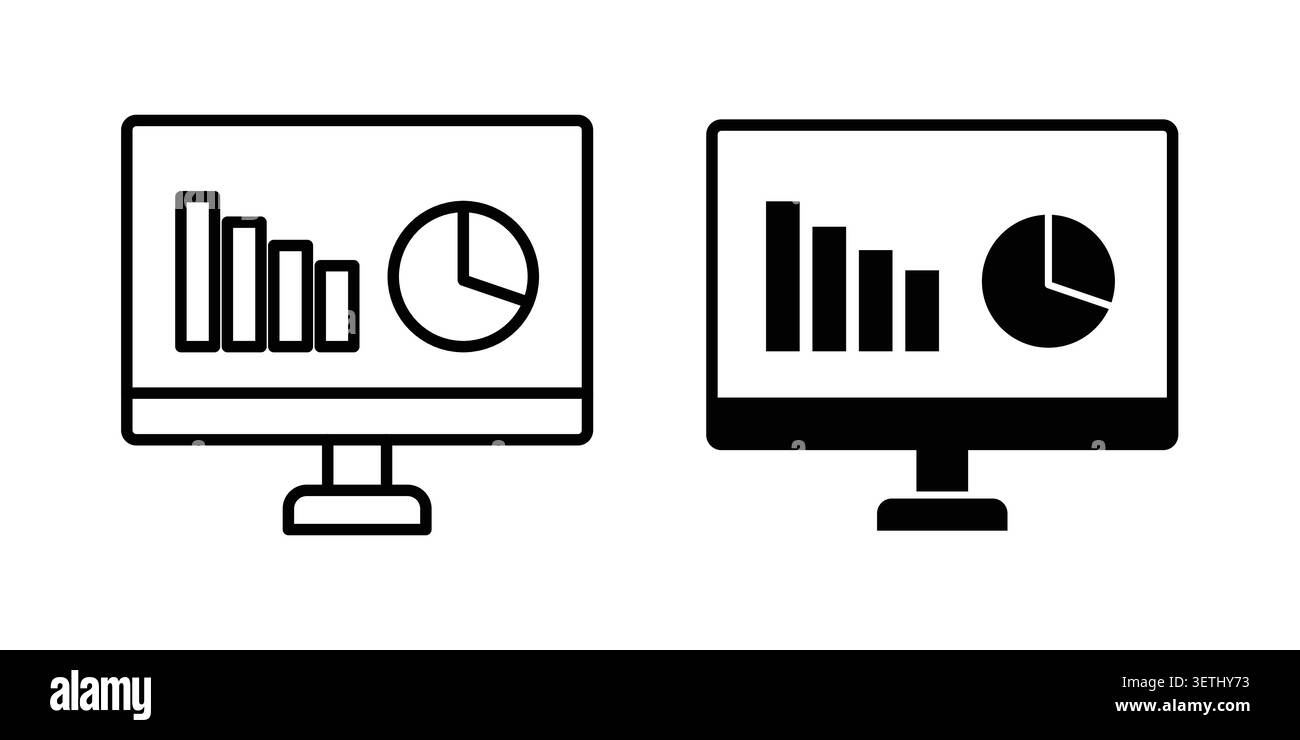 Analytics Monitor icon set. Vector EPS 10. Stock Vector