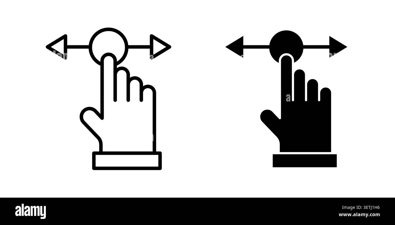 Push to slide right and left gesture icon set. Vector EPS 10. Stock Vector