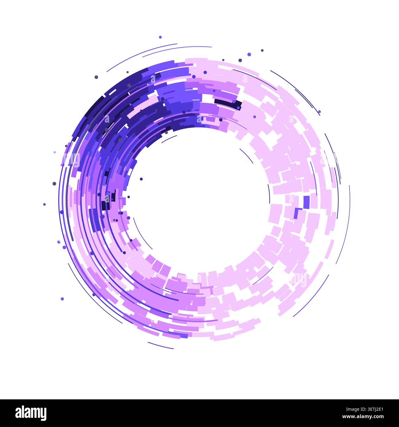 Abstract digital ring interface made from layered geometric arc blocks Stock Vector