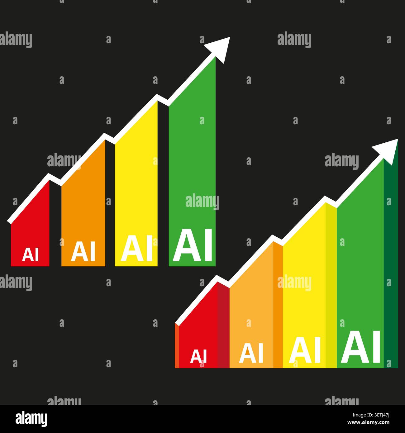 AI performance graph showing increasing efficiency trend vector. Ideal for technology concepts and artificial intelligence reports. EPS 10. Stock Vector