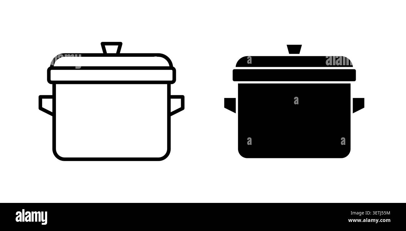 Crock pot icon set. Vector EPS 10. Stock Vector