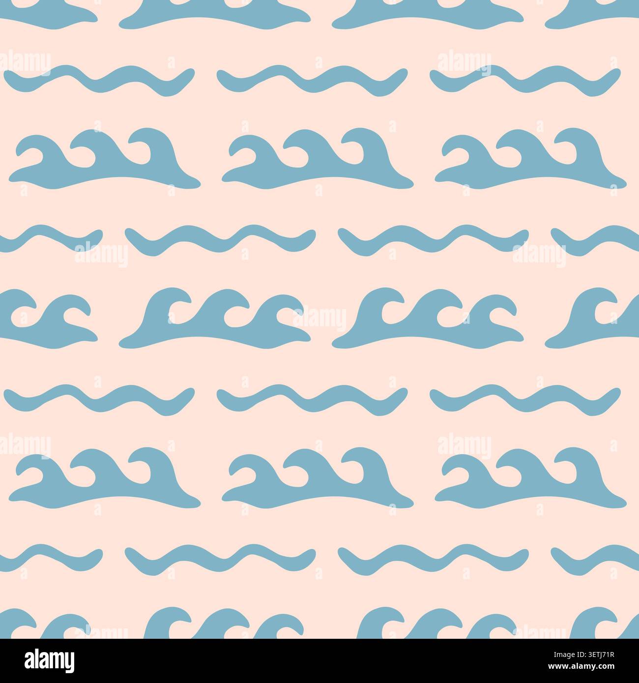 Boho blue wave stripes vector seamless pattern Stock Vector