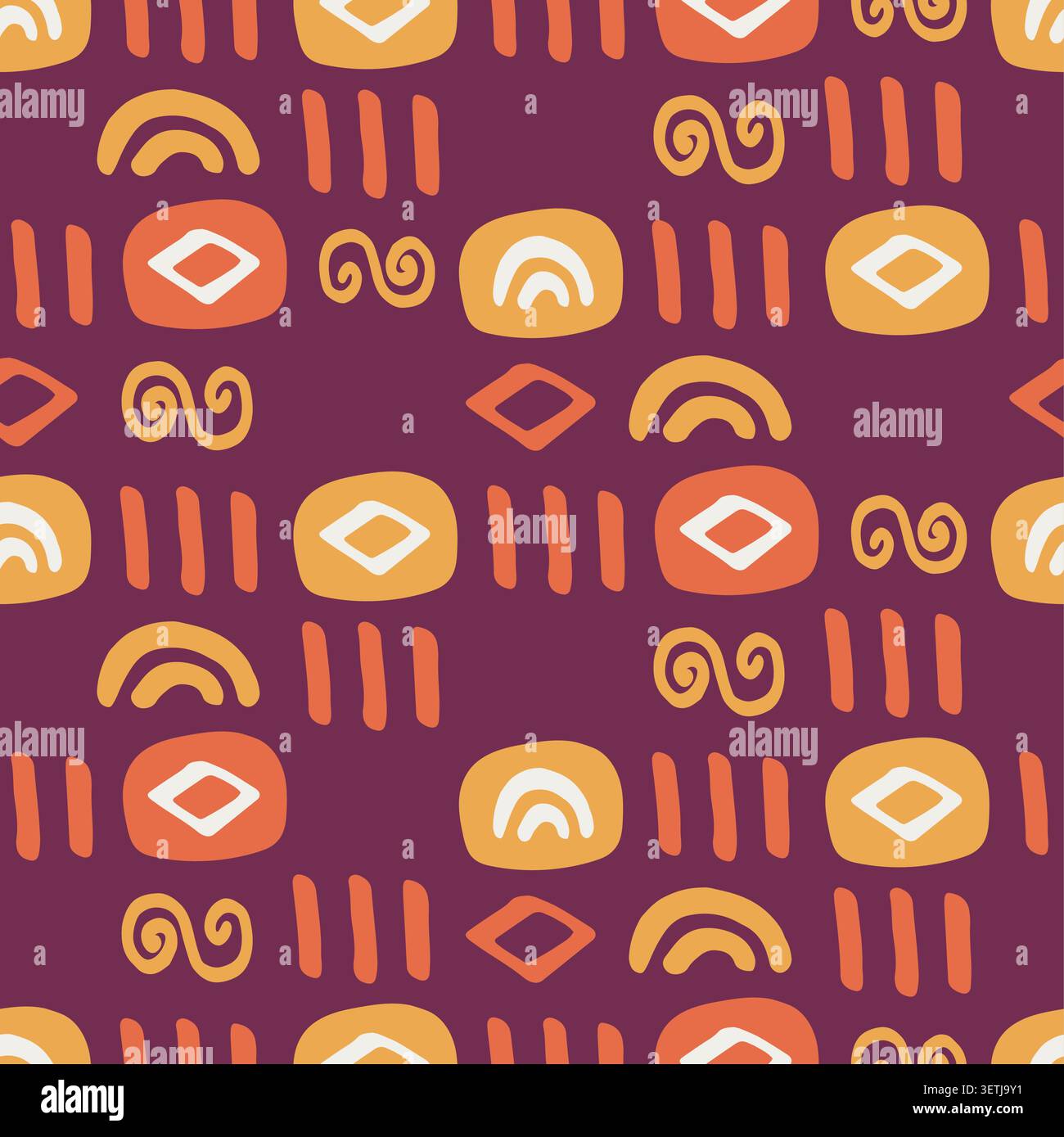 Ethnic vector seamless pattern with tribal symbols Stock Vector