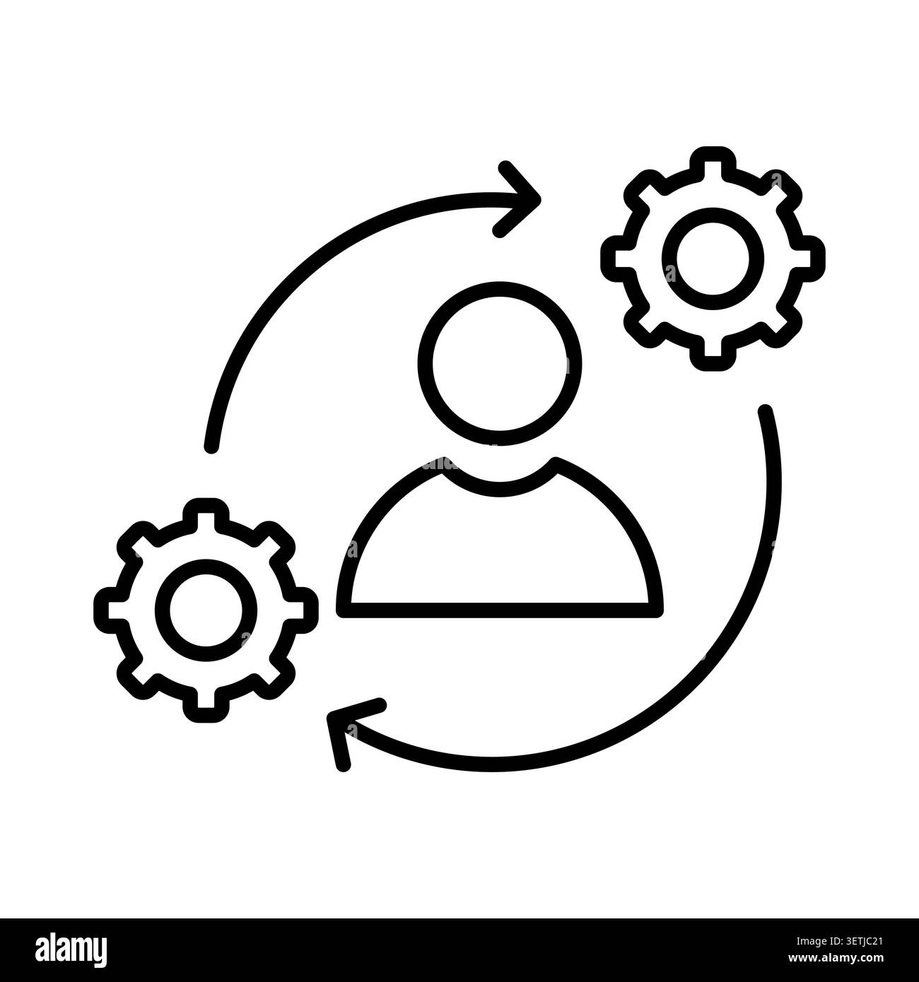 User workflow gear vector icon features sync cycle arrow. Employee training process visualizes mechanical progress. eps 10 Stock Vector