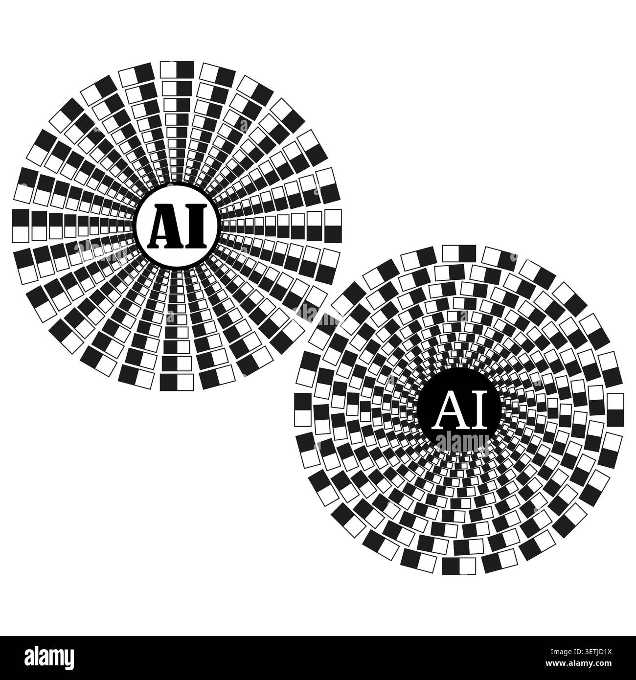 AI artificial intelligence logo with optical illusion vector. Graphic supports technology branding and data visualization projects. EPS 10. Stock Vector