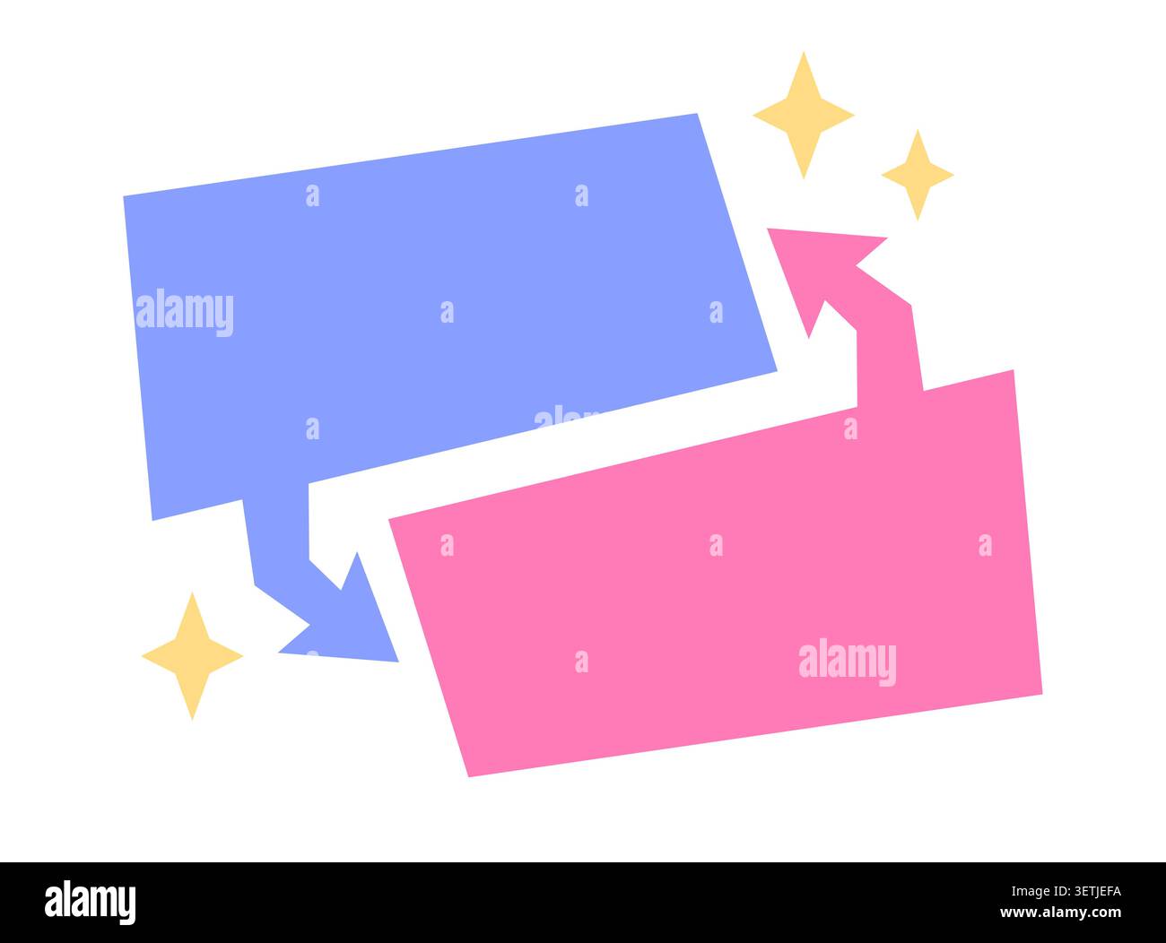 Blank comic book style VS banner, two text boxes with arrows pointing at each other. Simple flat vector design element. Stock Vector
