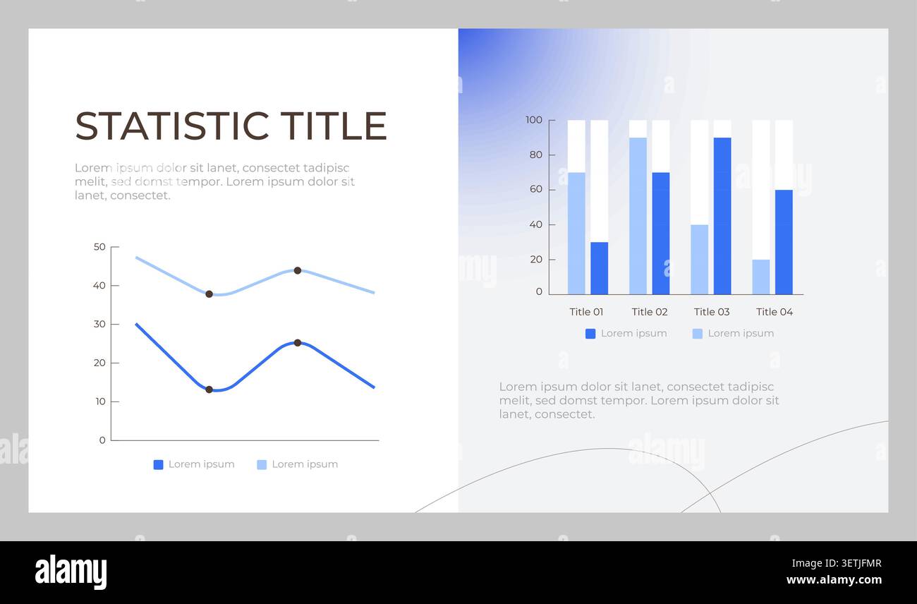 Statistical presentation slide template Stock Vector