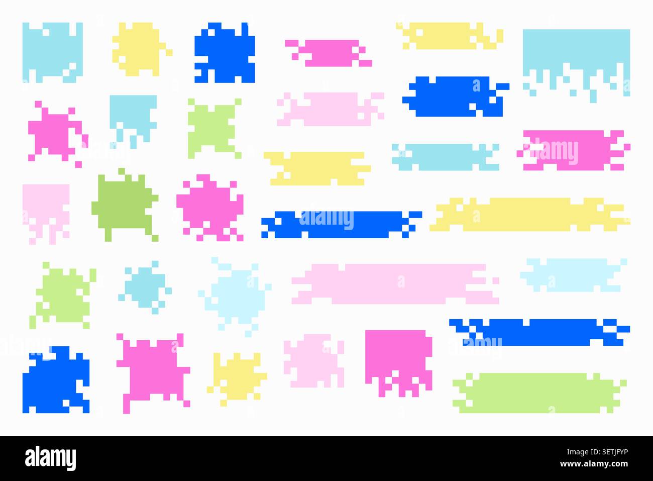 Y2K pixel art elements, blots and strokes. Stock Vector