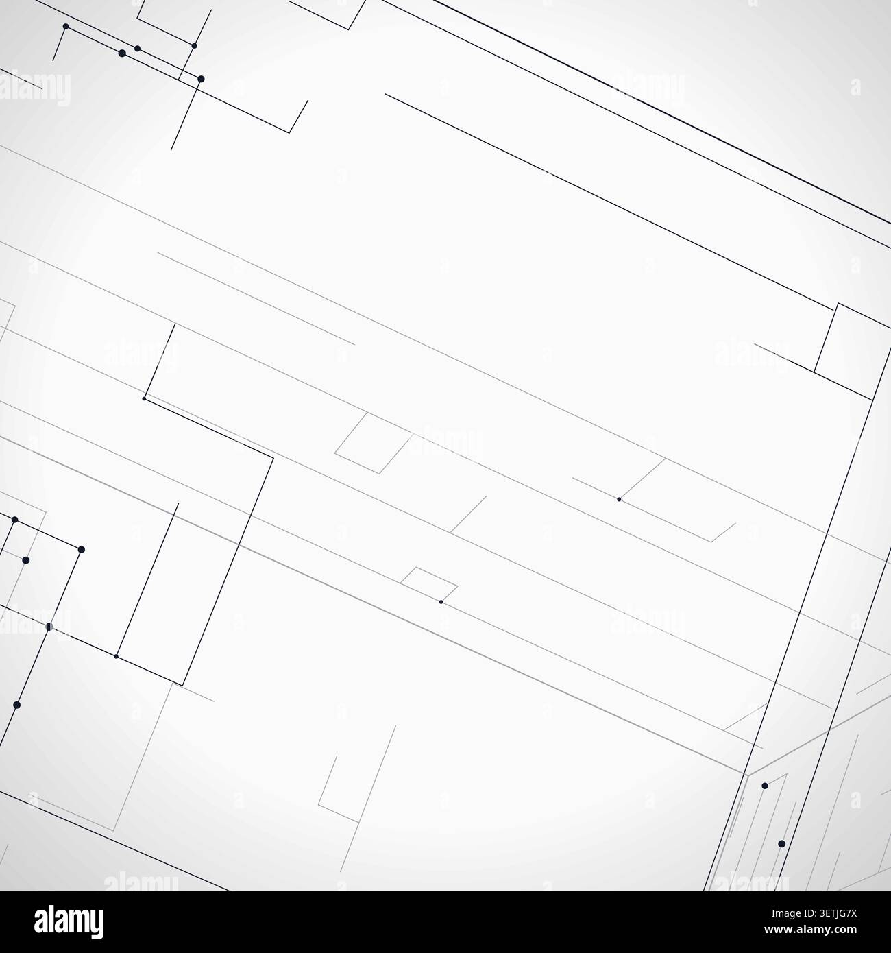 Modern technology-inspired 3D wire cube with layered lines and connection points Stock Vector