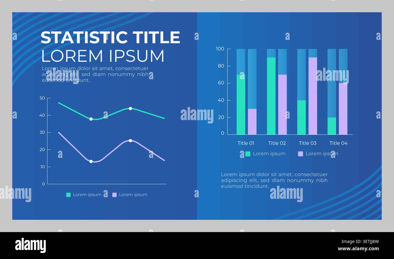 Statistical presentation slide template Stock Vector