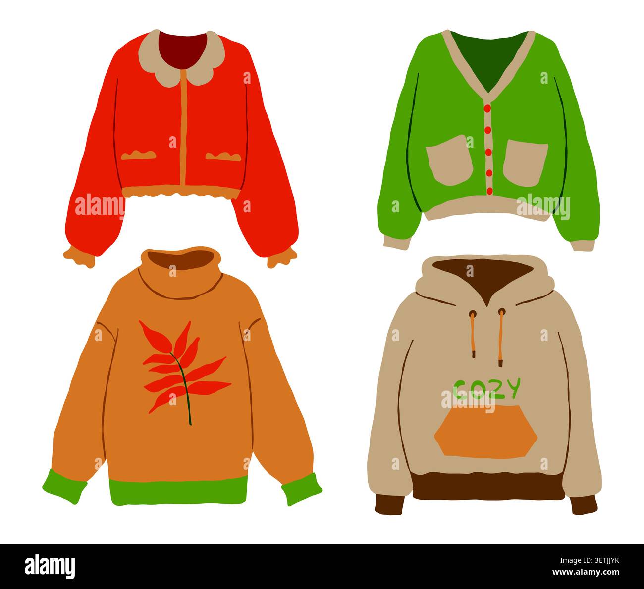 Cozy autumn sweaters and cardigans vector set Stock Vector