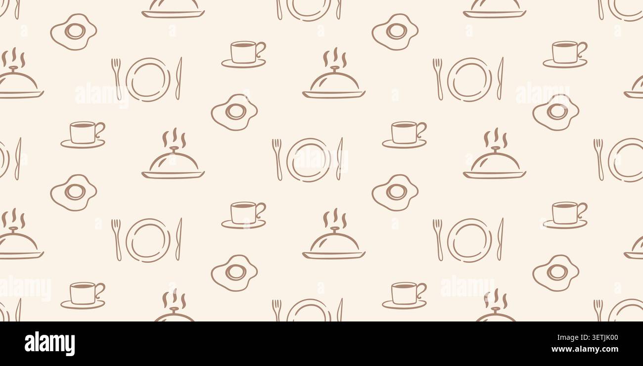 Cafe breakfast vector seamless pattern background Stock Vector