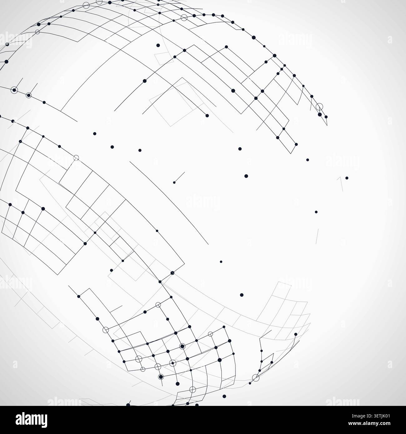 Decorative tech globe illustration for creative templates, creative layouts, and modern visual branding. Stock Vector