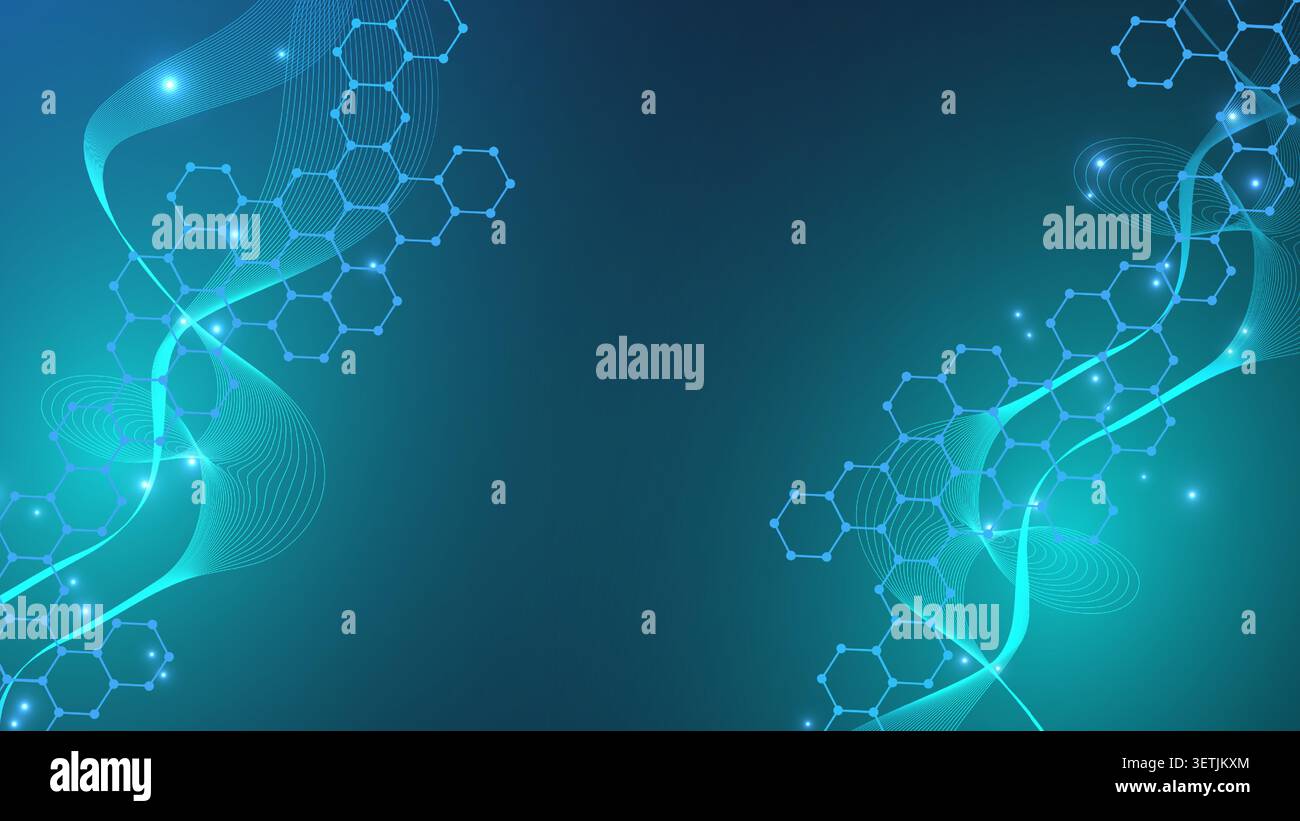 Hexagonal abstract background. Big Data Visualization. Global network connection. Medical, technology, science background. Vector illustration. Stock Vector