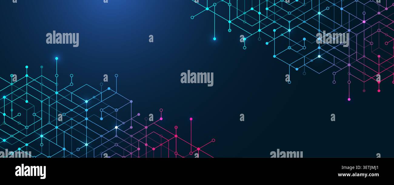 Abstract digital blockchain cube blocks concept. 3D big data cubes quantum computer technology idea. Artificial intelligence data core cubes design Stock Vector