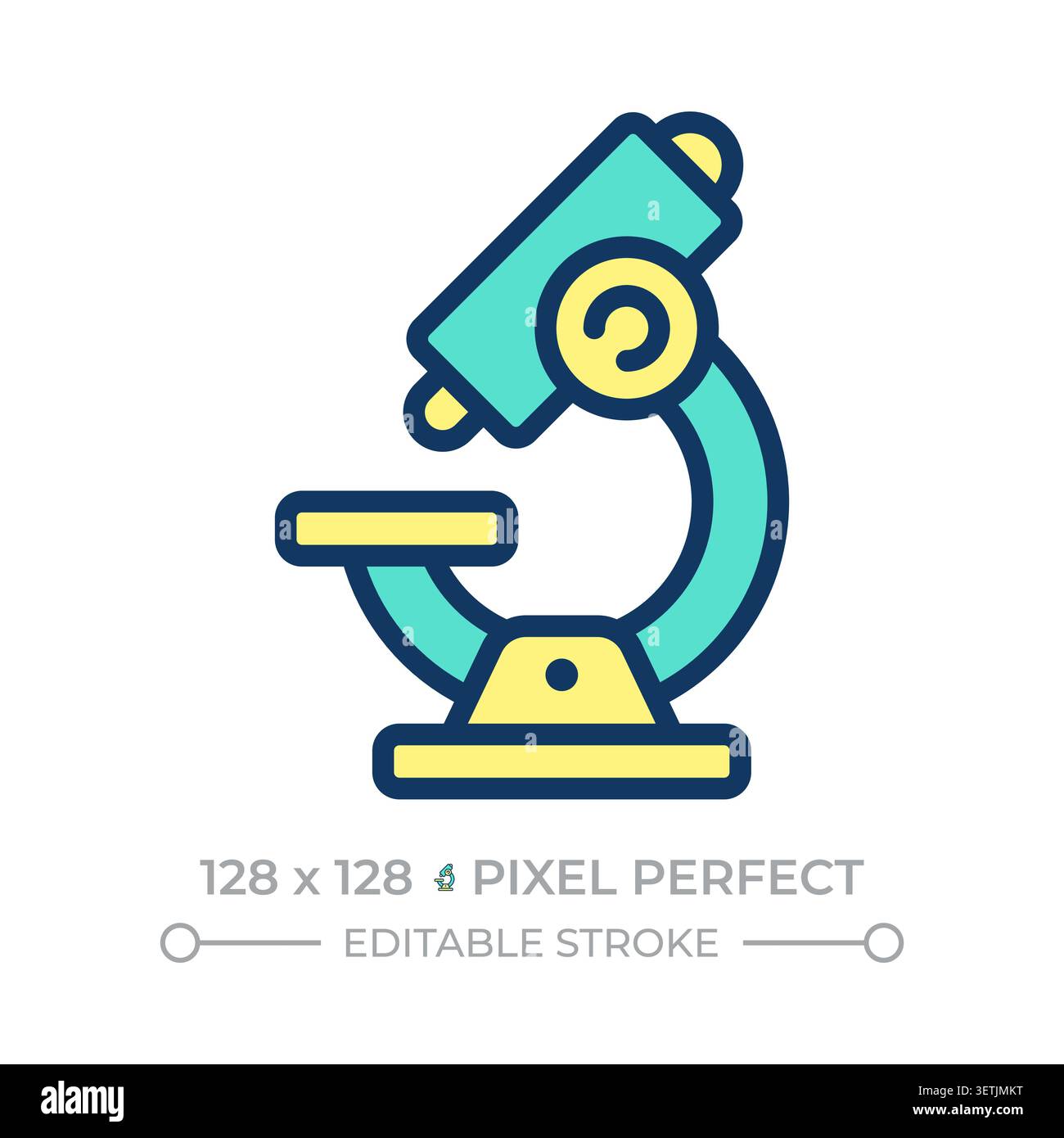 Microscope pixel perfect line color icon Stock Vector