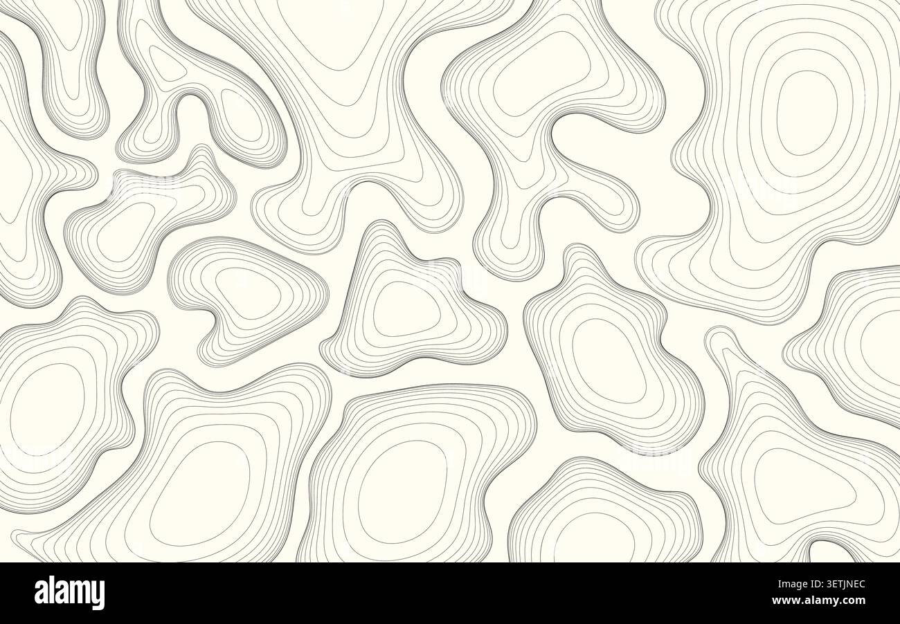 Abstract topographic map background with wavy lines, contour lines pattern, vector illustration Stock Vector