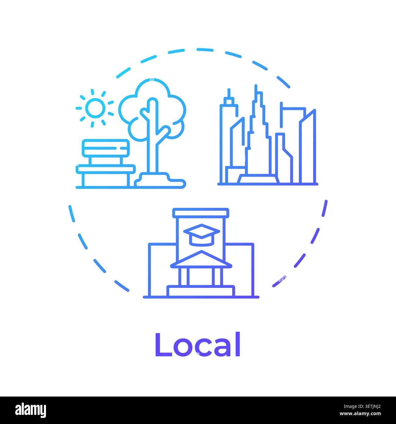 Local blue gradient concept icon Stock Vector