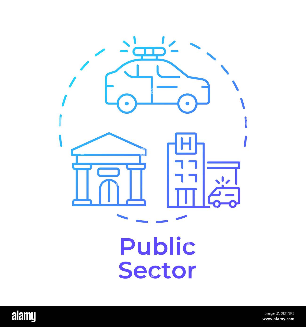 Public sector blue gradient concept icon Stock Vector