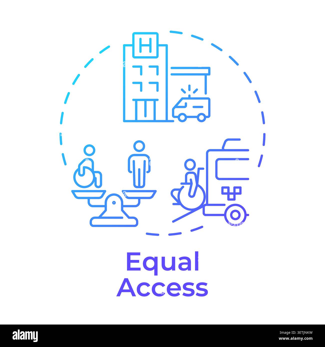 Equal access blue gradient concept icon Stock Vector