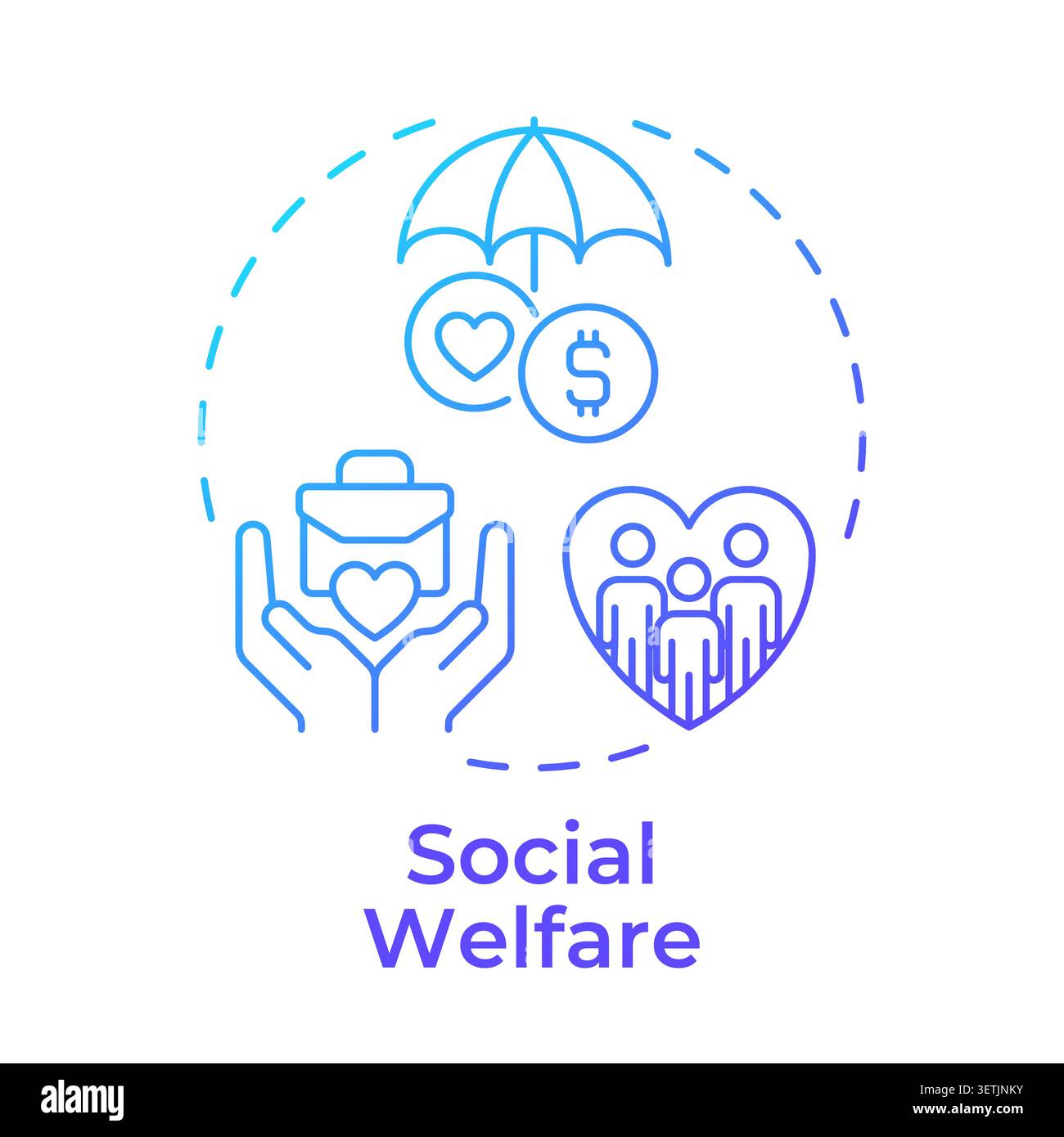 Social welfare blue gradient concept icon Stock Vector