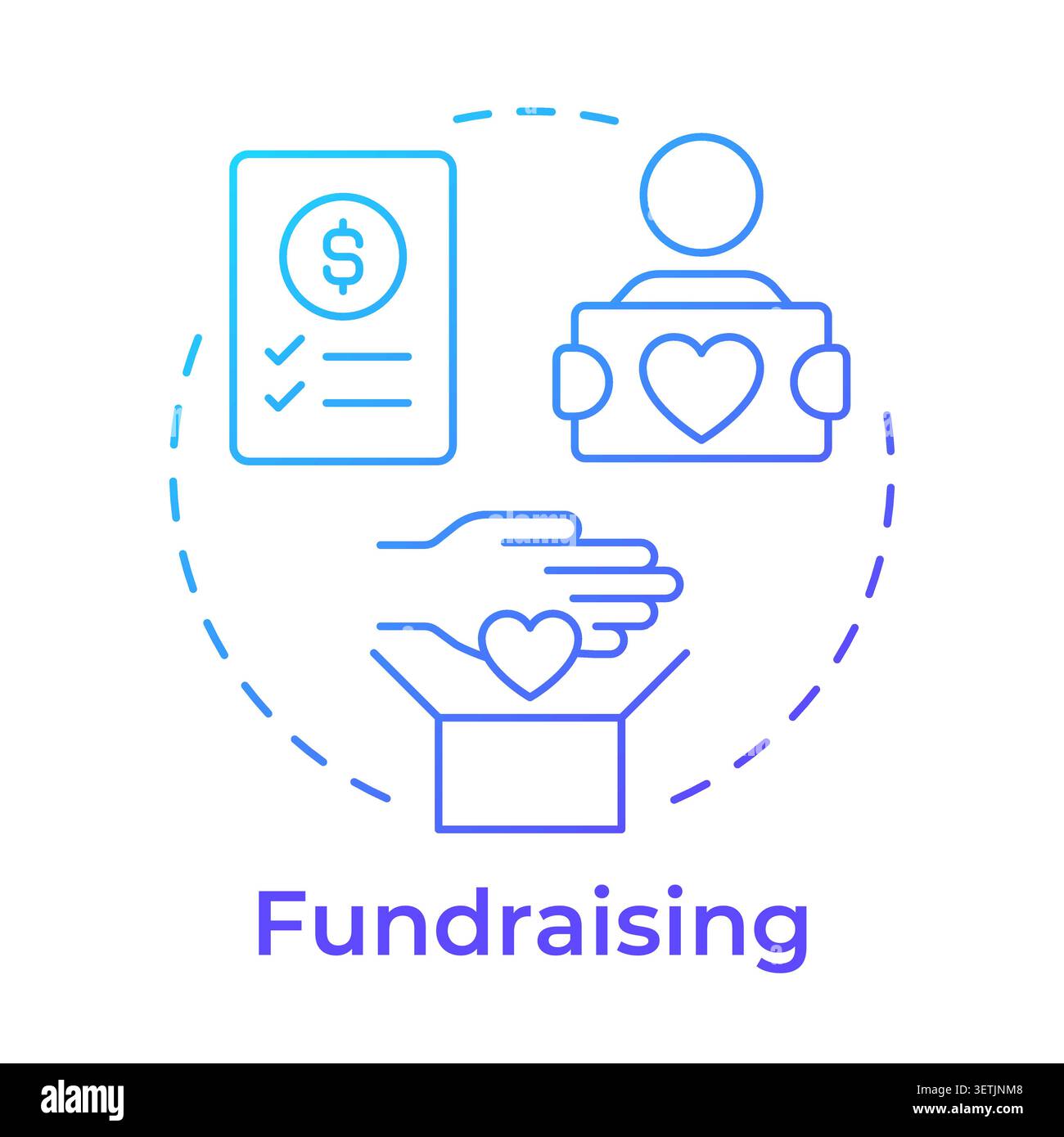 Fundraising blue gradient concept icon Stock Vector