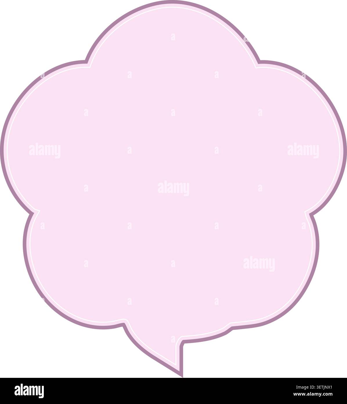 Flat illustration of a pale blush speech bubble shaped like a flower with rounded lobes and a small pointed tail Stock Vector