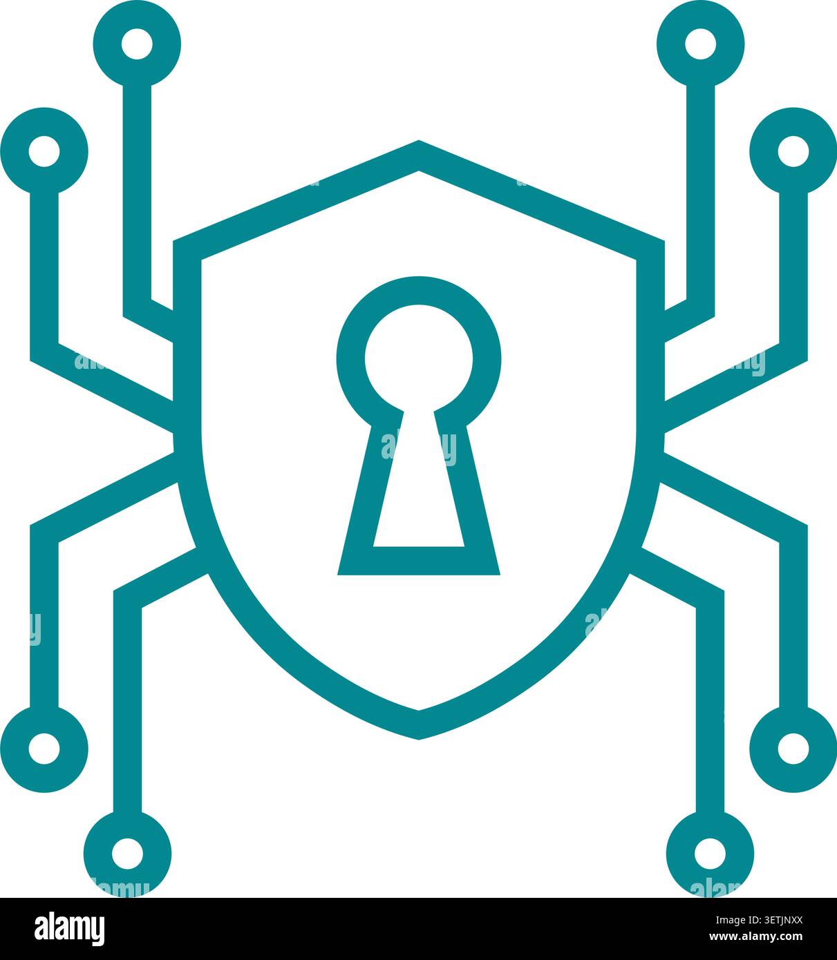 Modern artificial intelligence cybersecurity shield icon design Stock Vector