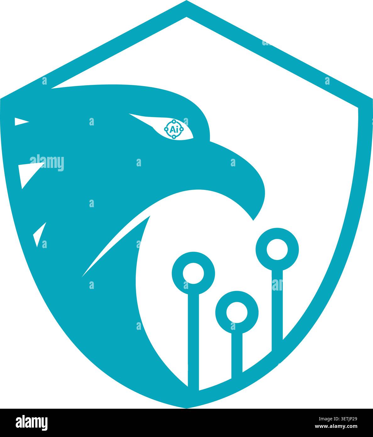 Modern artificial intelligence cybersecurity shield icon design Stock Vector