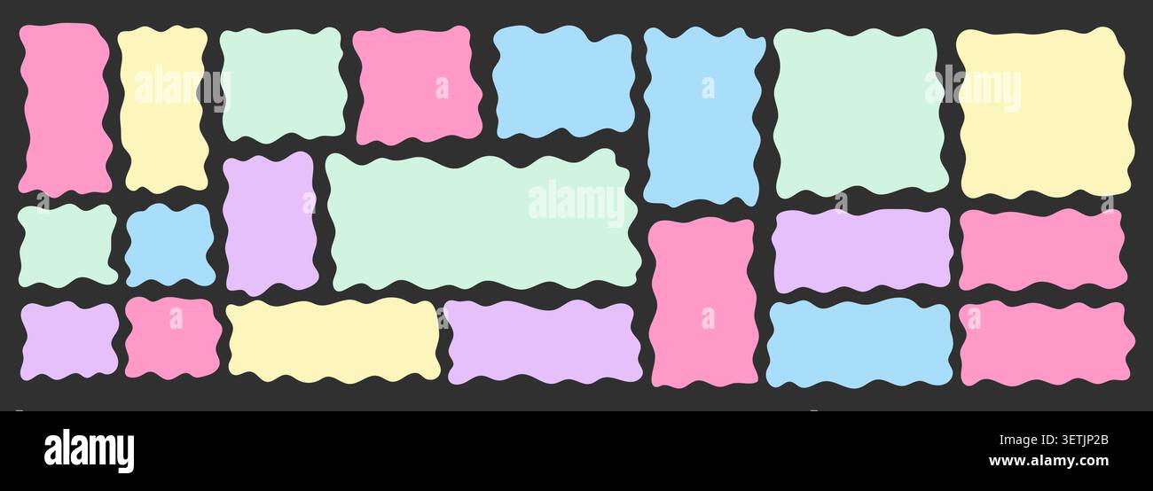 Wavy organic frame with irregular edges playful vector illustration set. Stock Vector