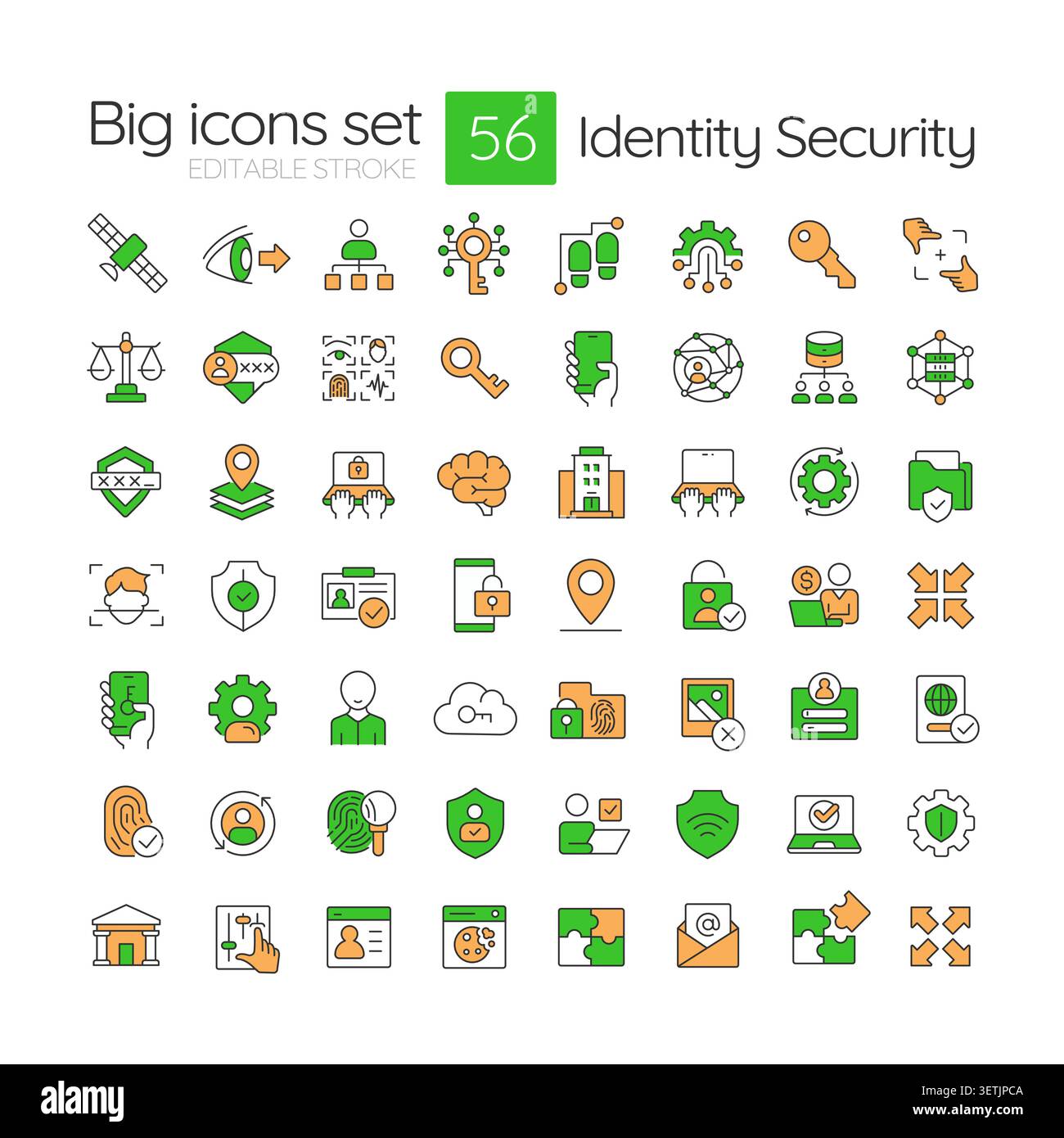 Identity security line color icons set Stock Vector