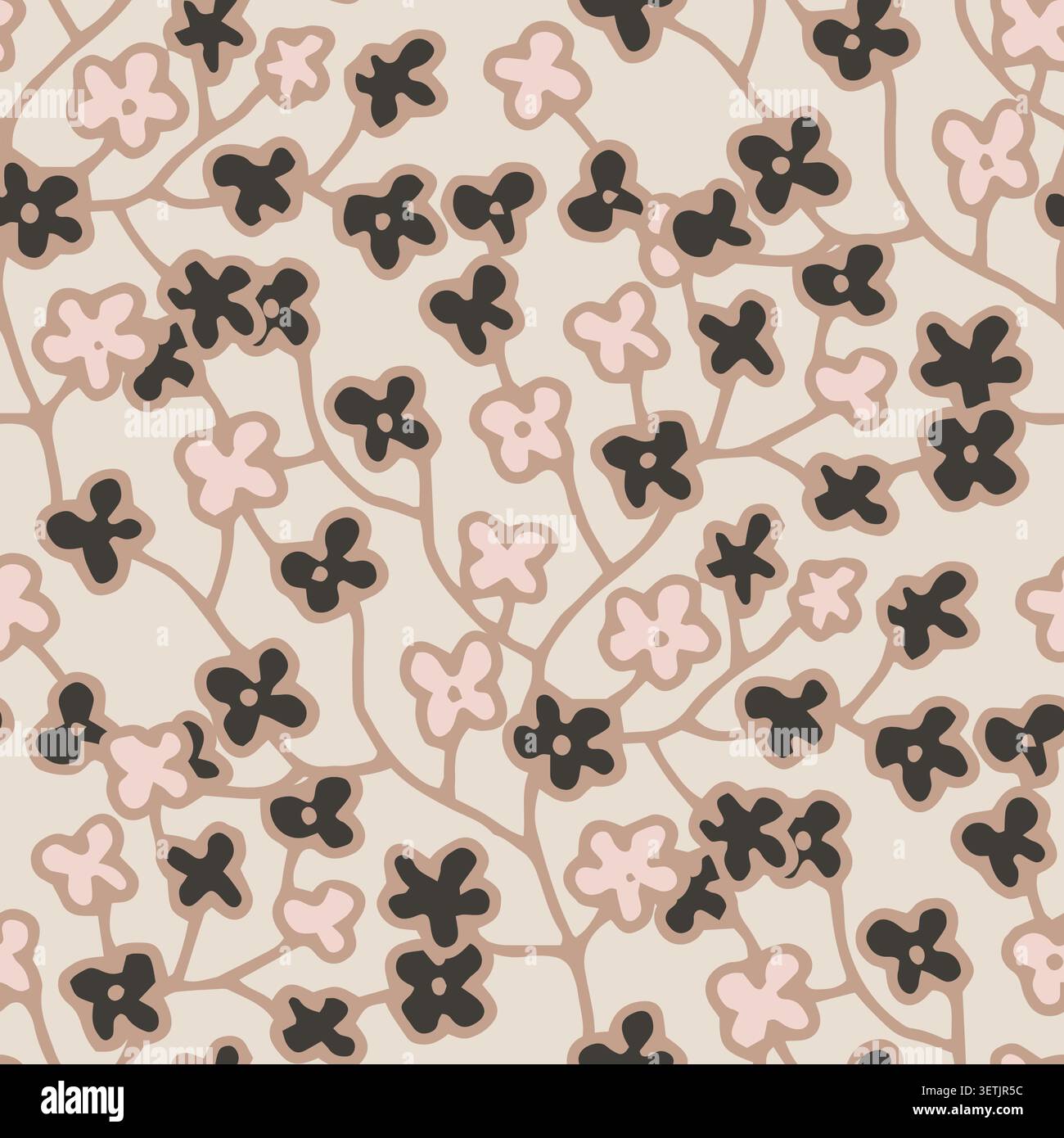 Connected Ditsy Floral Network Motif Stock Vector
