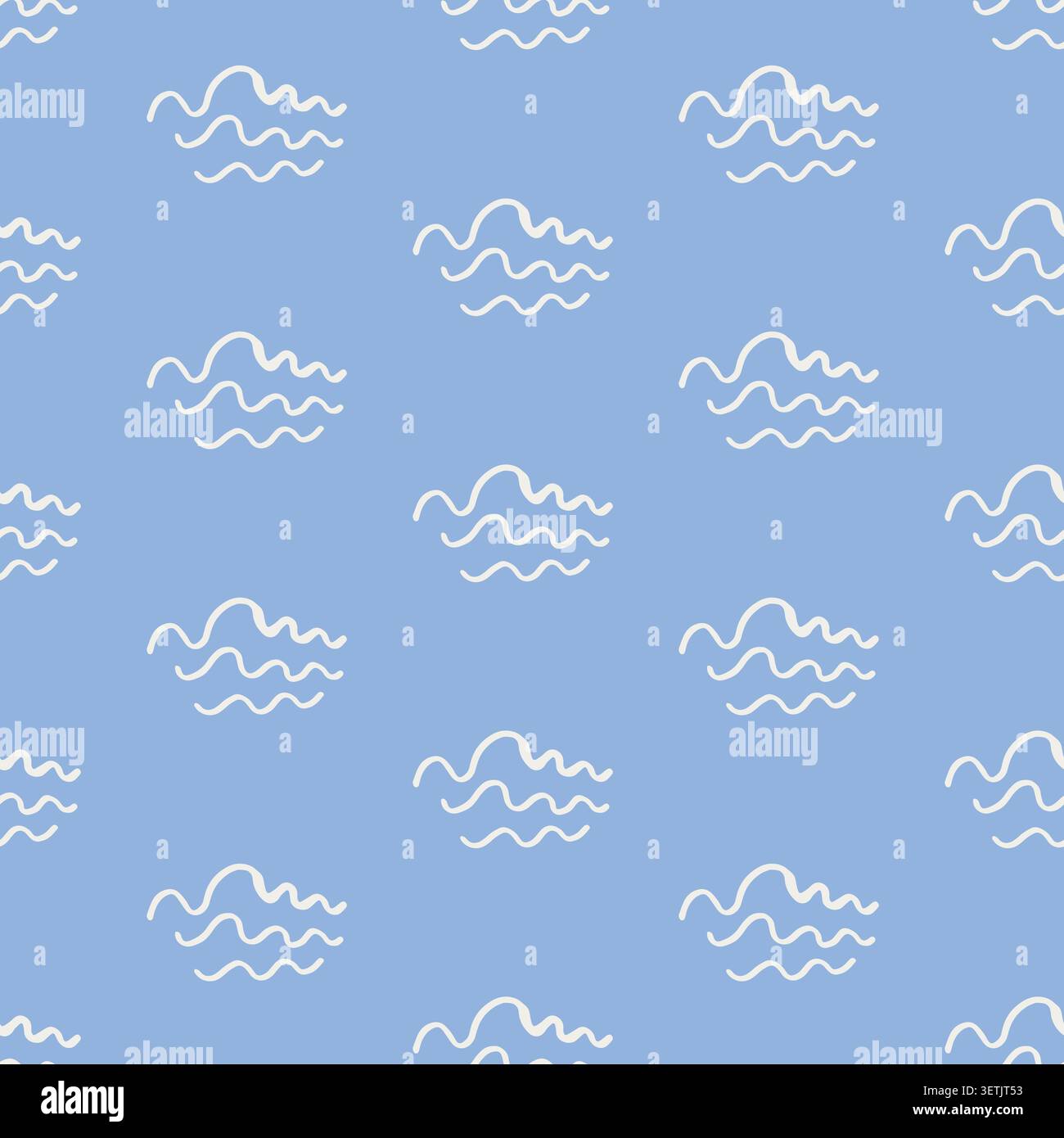 Blue vector seamless pattern with simple waves Stock Vector