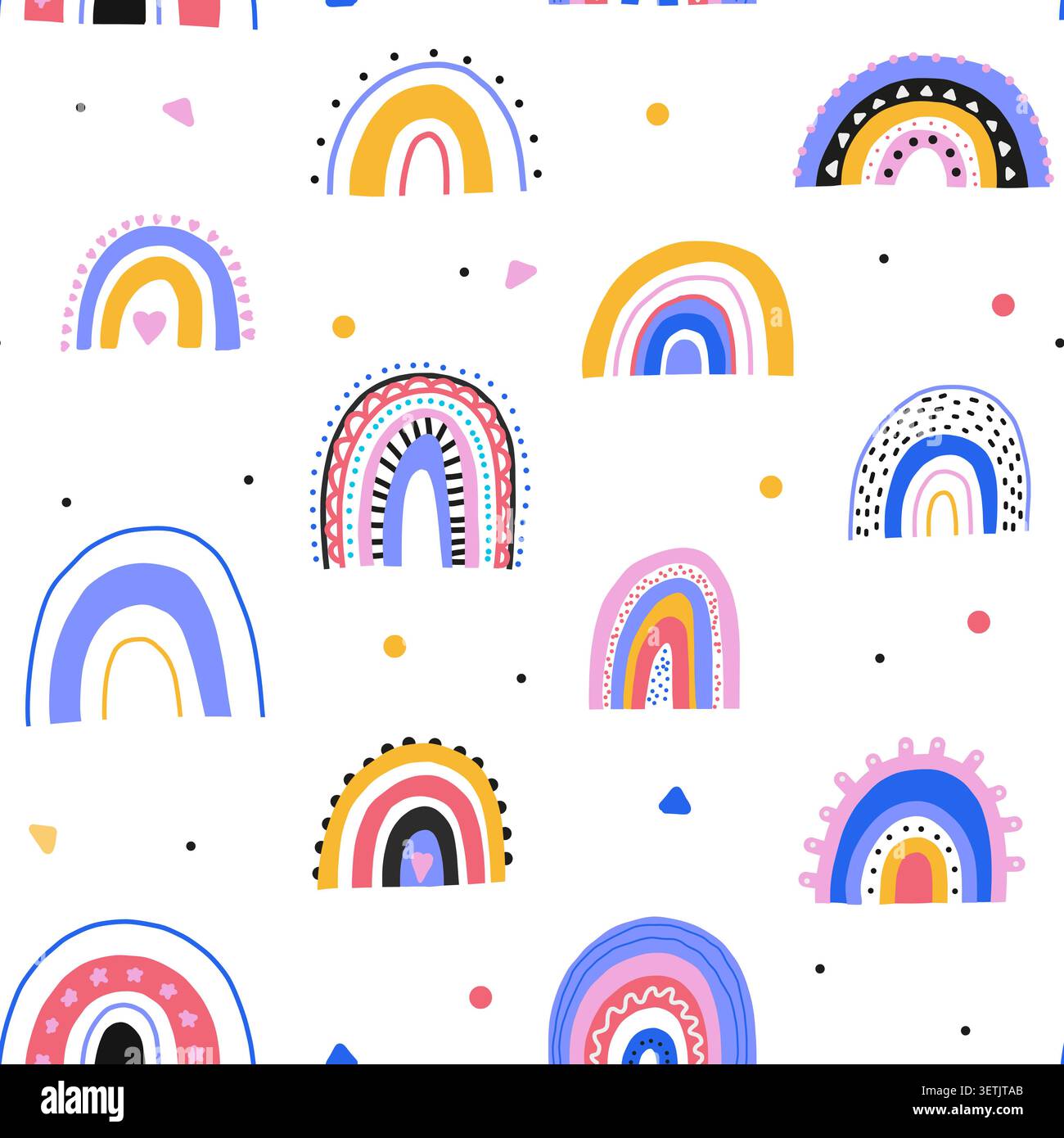Baby seamless pattern with rainbow boho motif Stock Vector