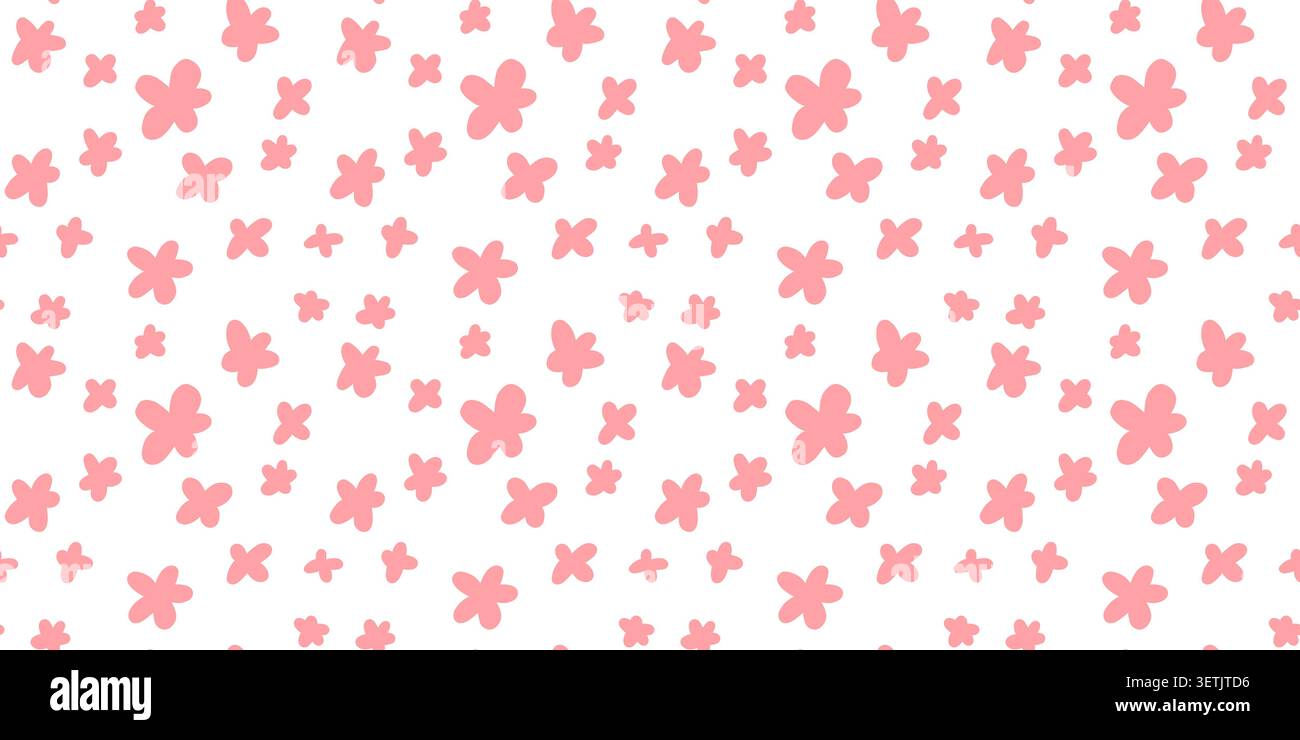 Funny pink seamless pattern with doodle flower Stock Vector