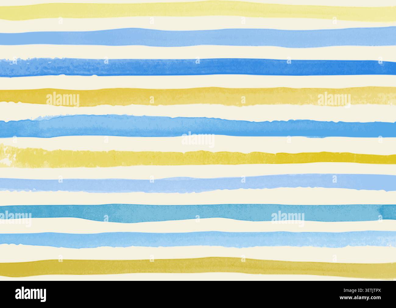 Hand painted watercolour striped pattern background using Mediterranean themed colours Stock Vector