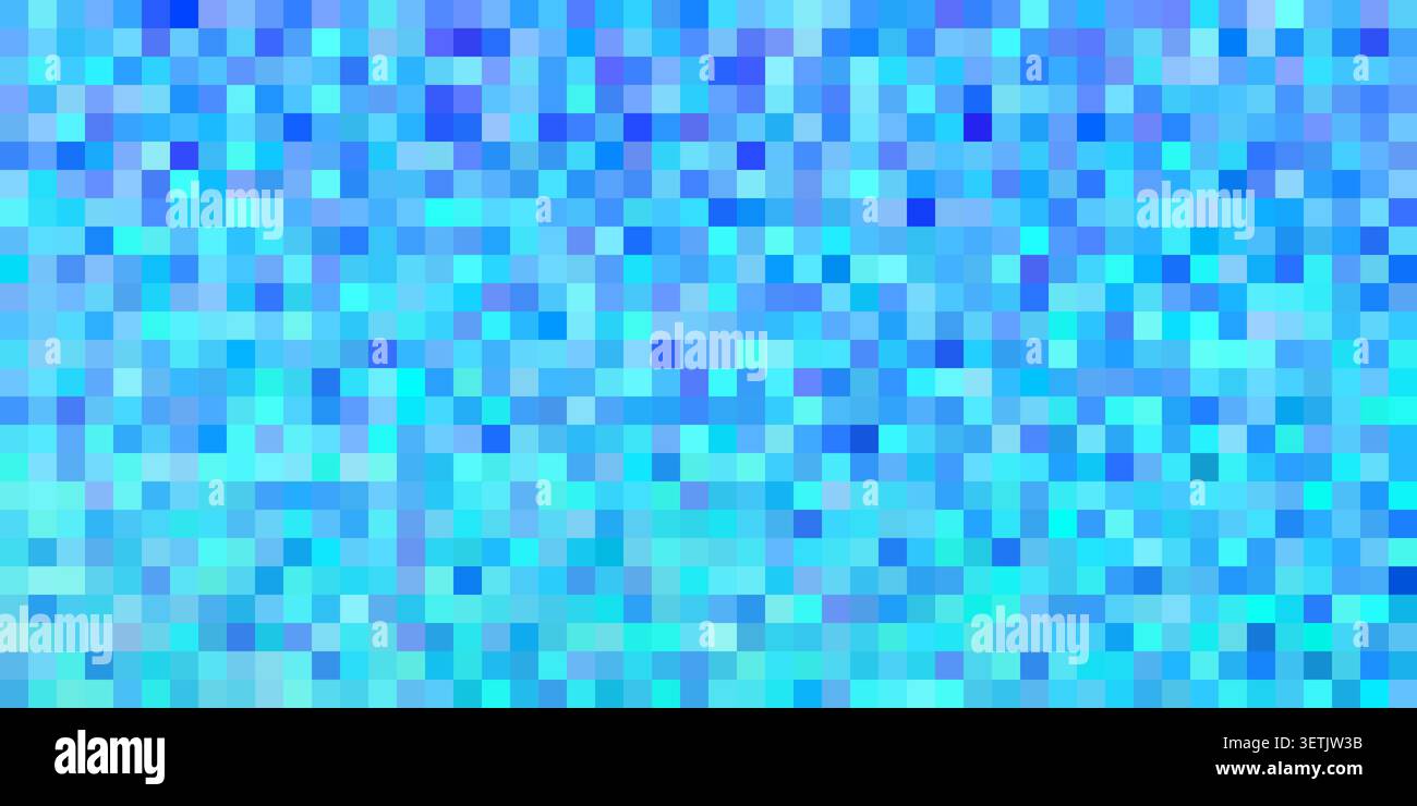 Digital pixel art background featuring gradient blue dots in geometric patterns. Tech abstract texture with screen style mosaic effects and vibrant Stock Vector