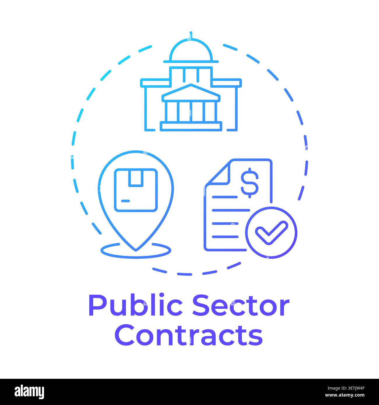 Public sector contracts blue gradient concept icon Stock Vector