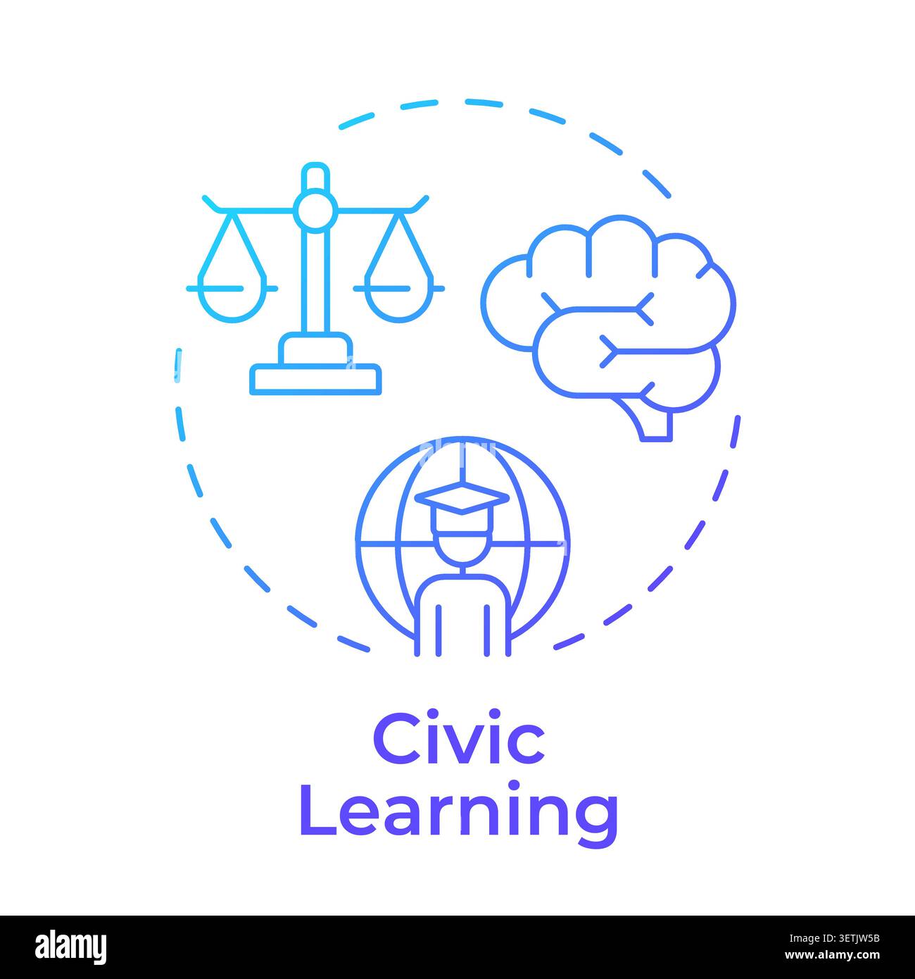 Civic learning blue gradient concept icon Stock Vector