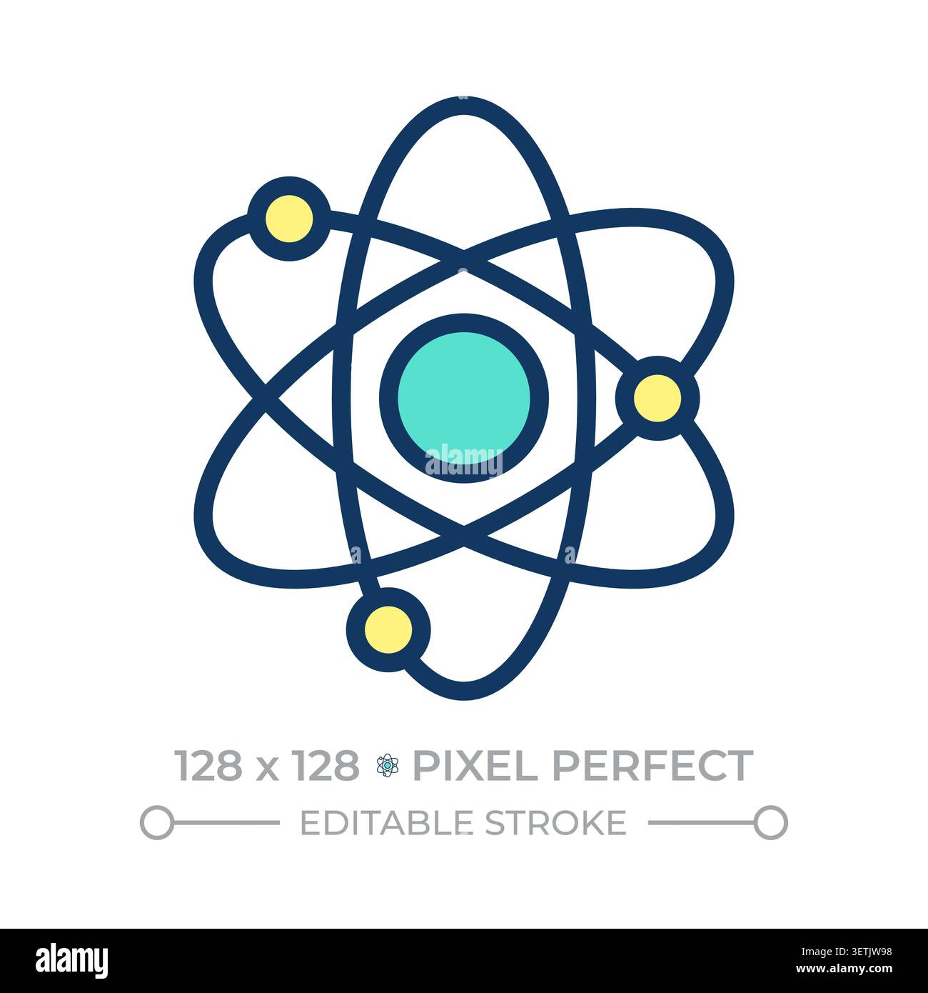 Atomic model pixel perfect line color icon Stock Vector