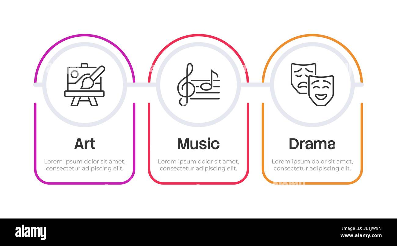 Creative subjects infographic 3 steps Stock Vector