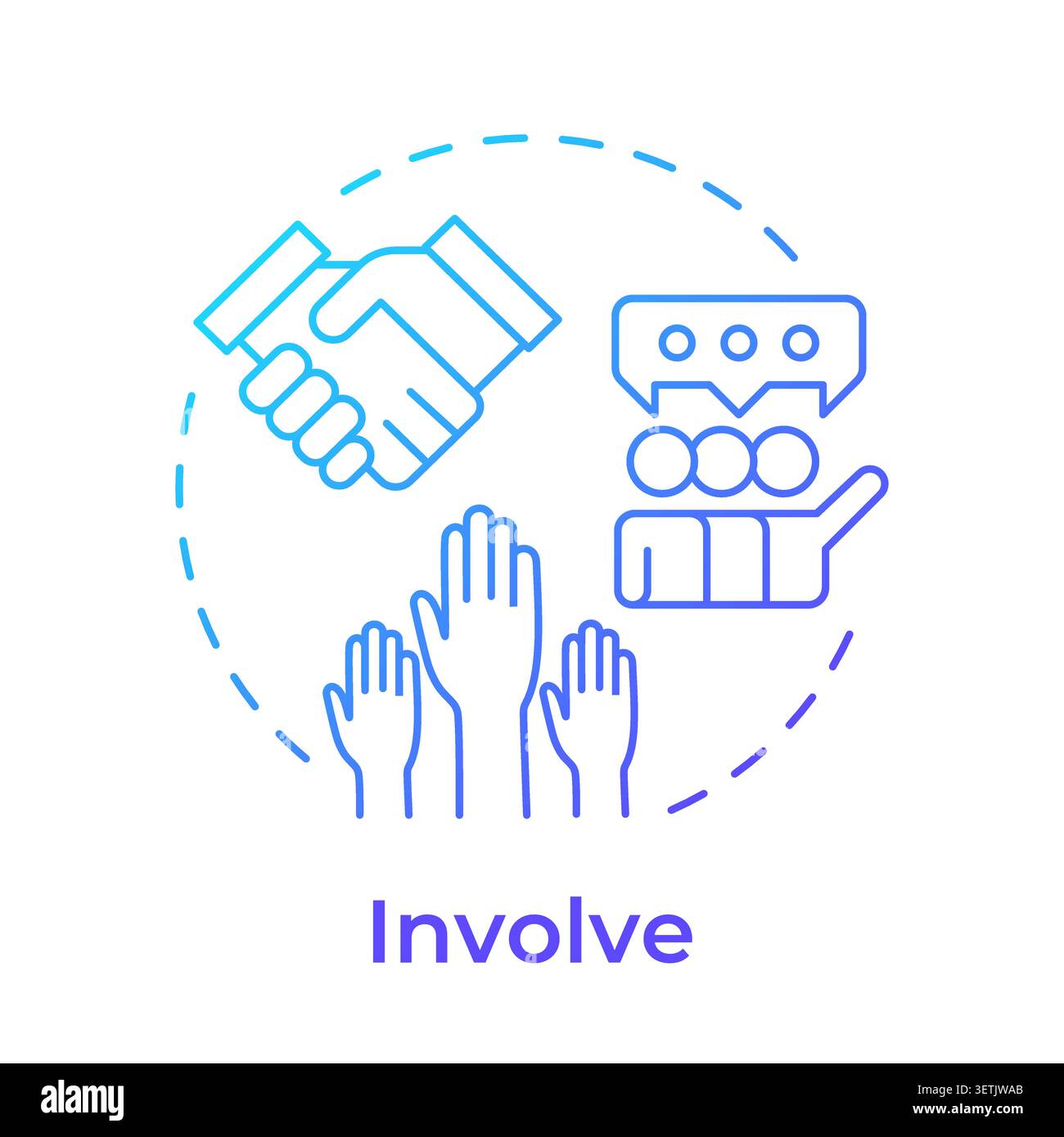 Involve blue gradient concept icon Stock Vector