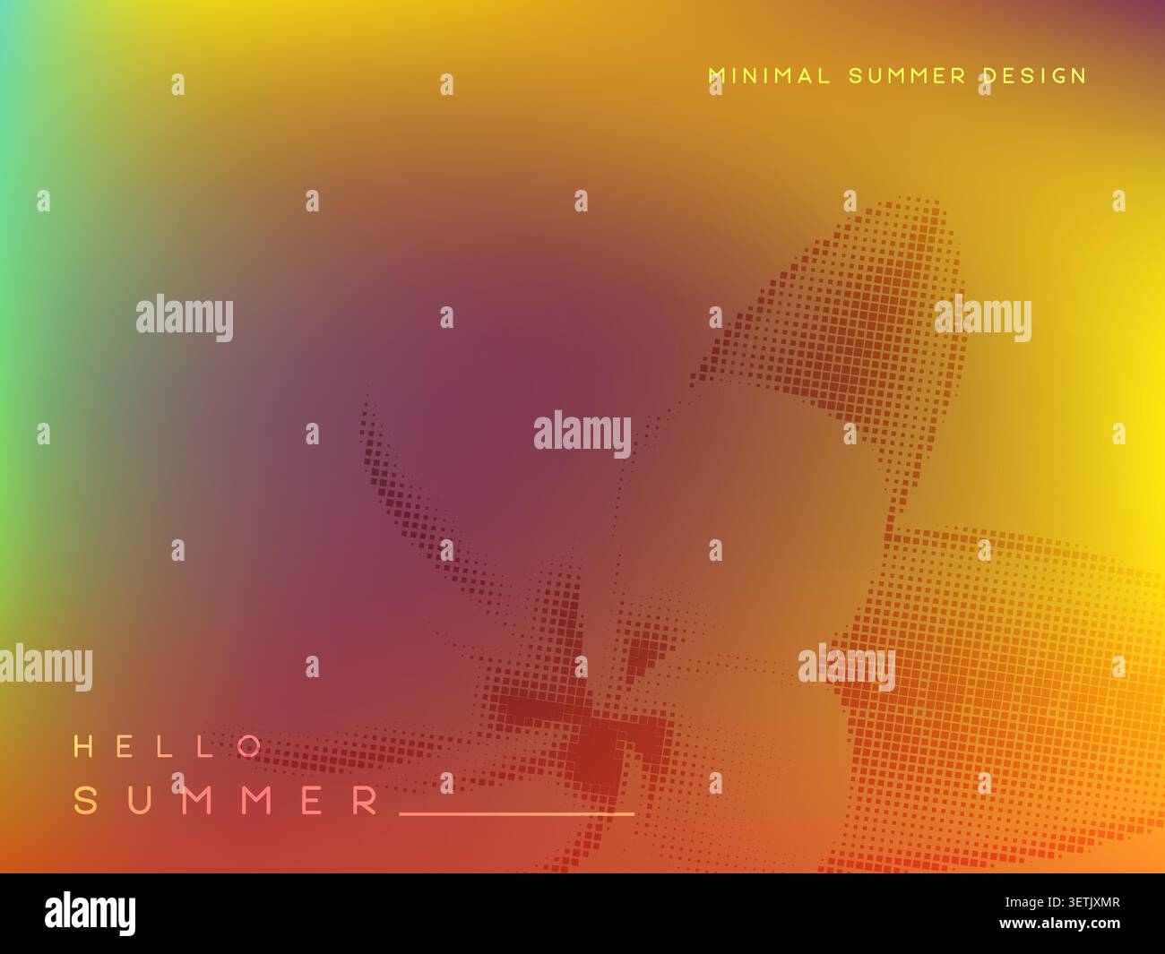 Vector summer gradient background with tropical leaves. Stock Vector