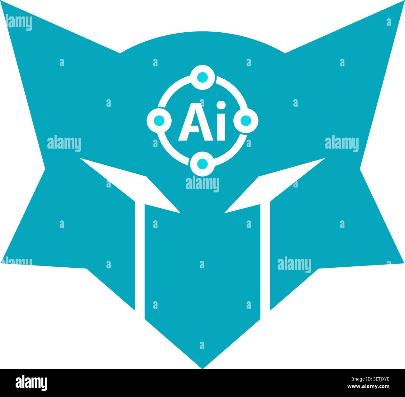 Modern artificial intelligence cybersecurity shield icon design Stock Vector