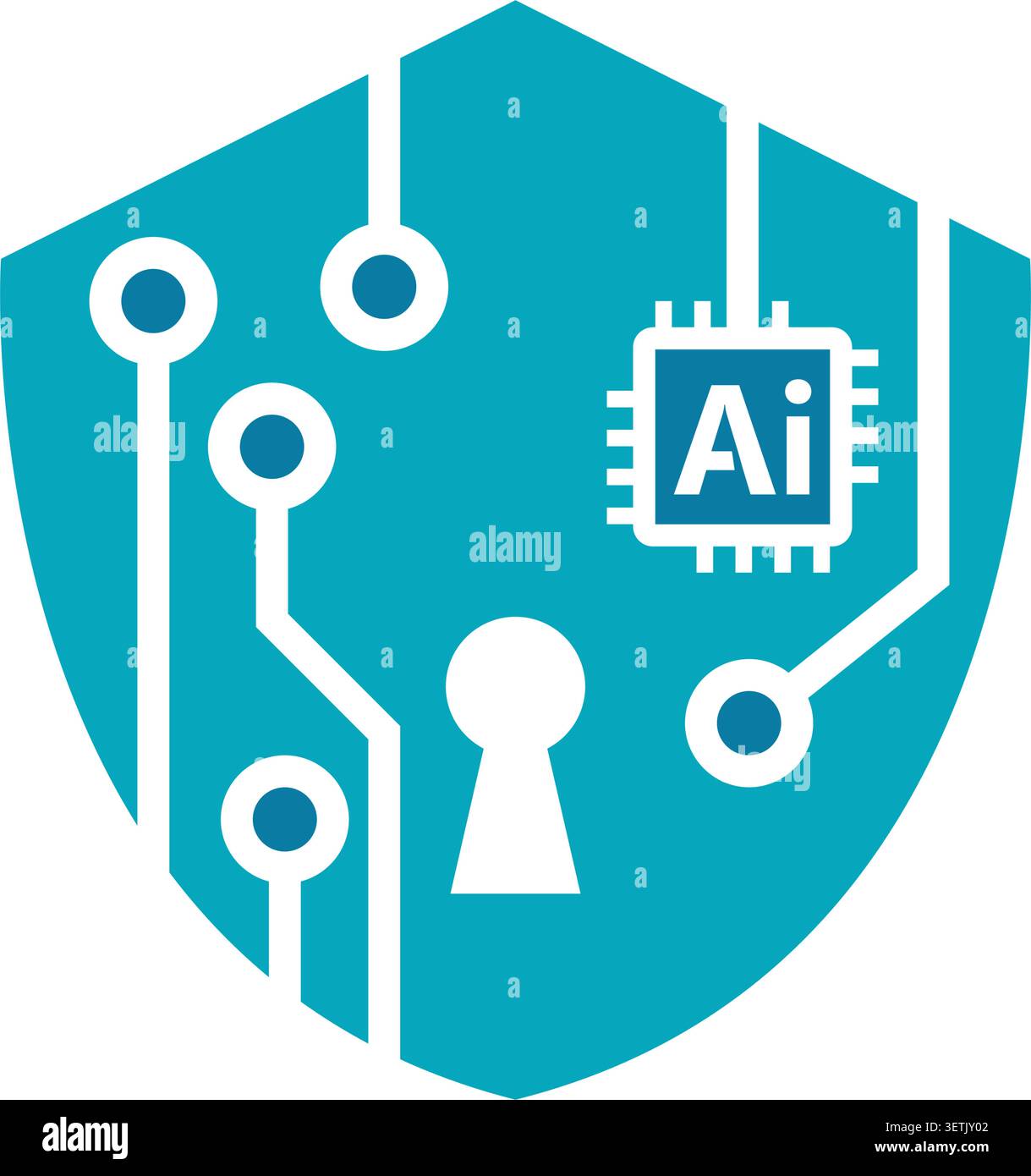 Modern artificial intelligence cybersecurity shield icon design Stock Vector