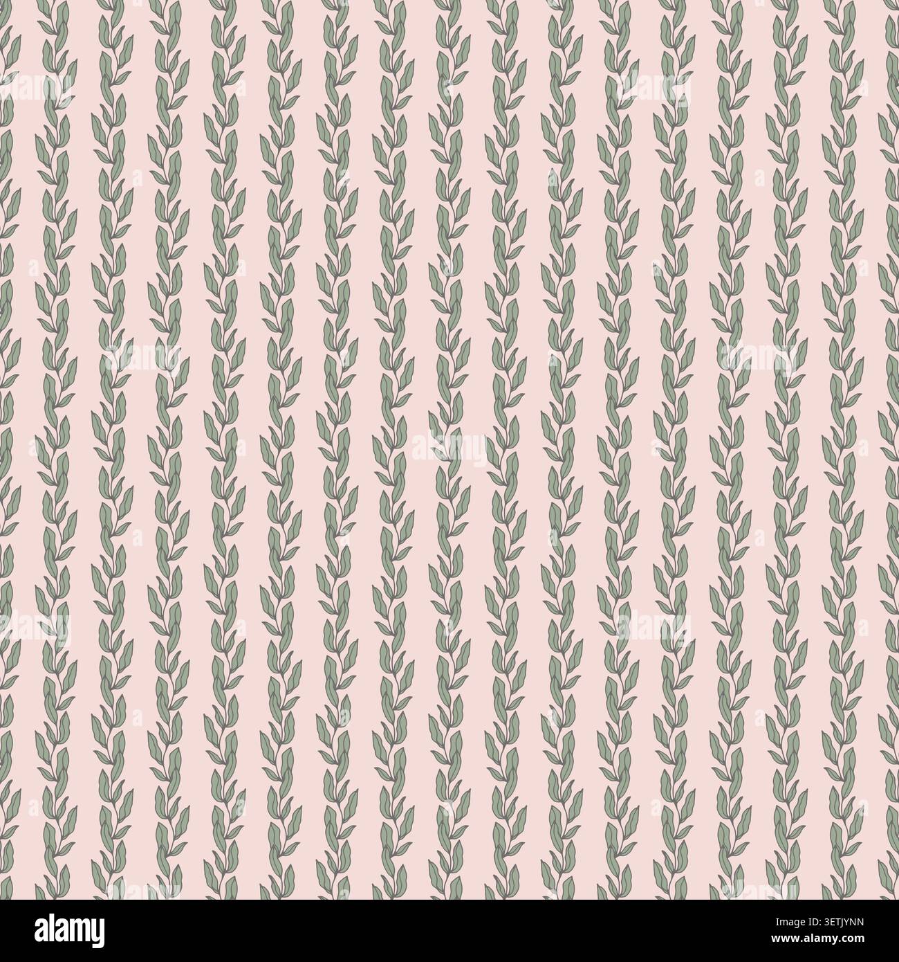 Vertical Botanical Vine Stripe Texture Stock Vector