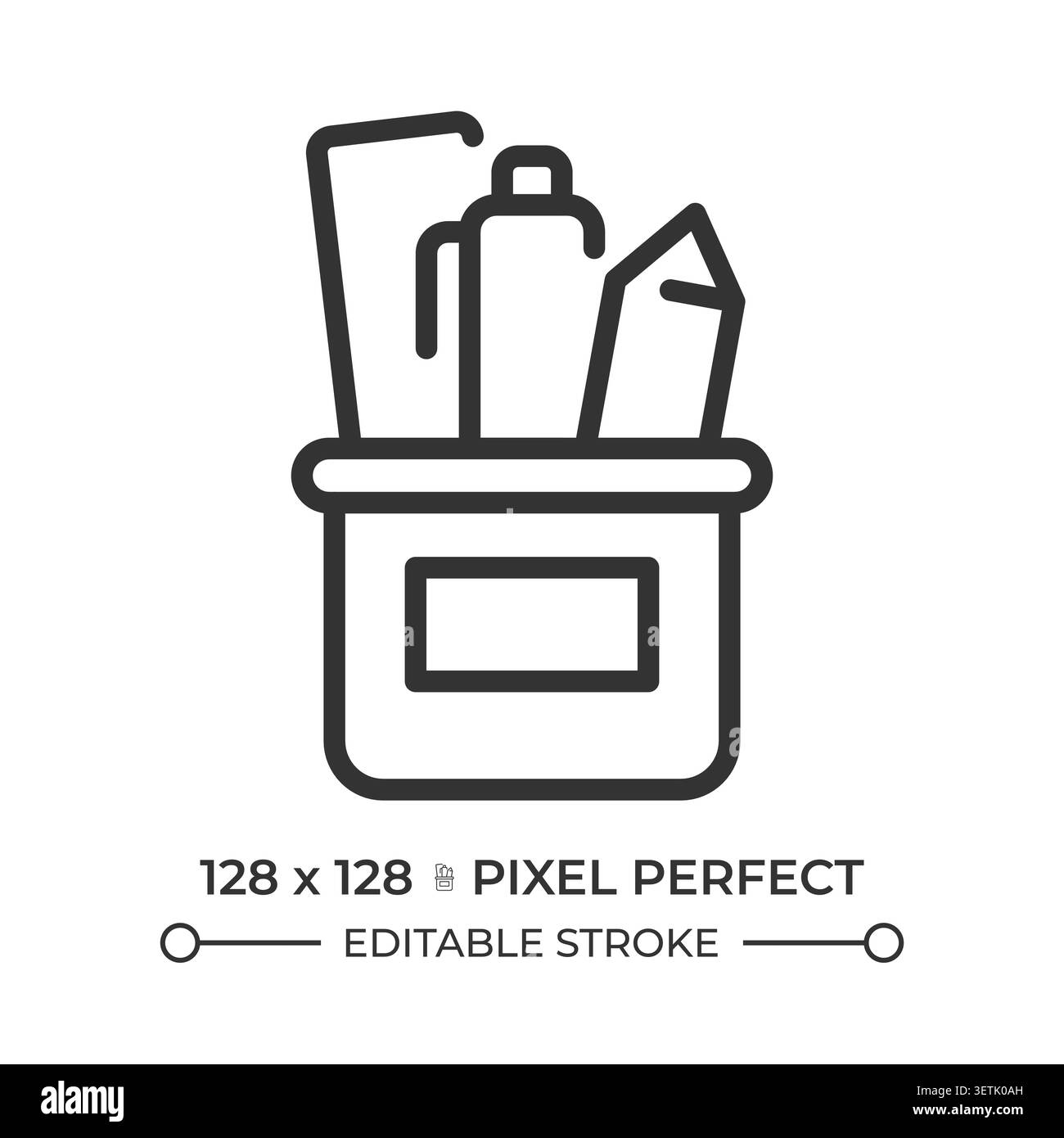 Pencil holder pixel perfect line icon Stock Vector