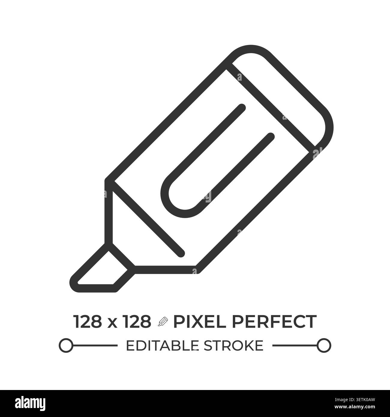 Highlighter pen pixel perfect line icon Stock Vector