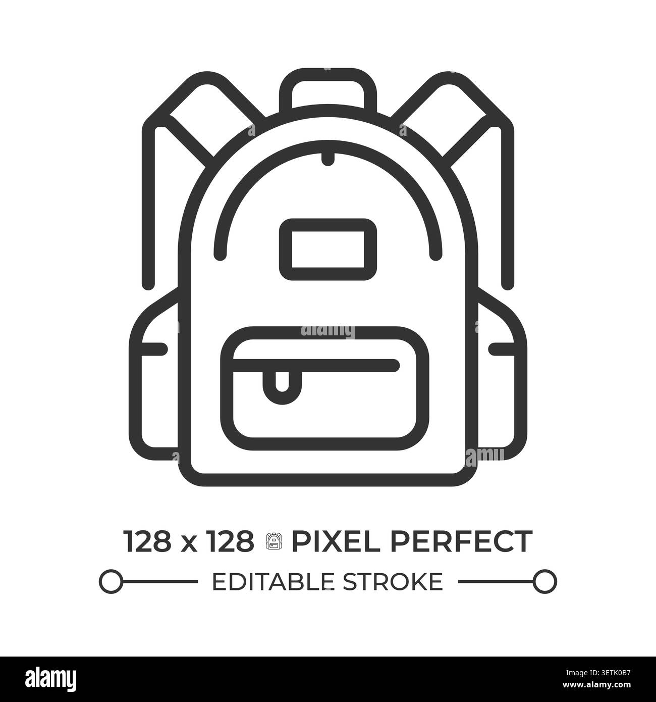 School bag pixel perfect line icon Stock Vector